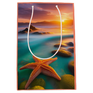 Starfish on beach at Dawn Medium Gift Bag