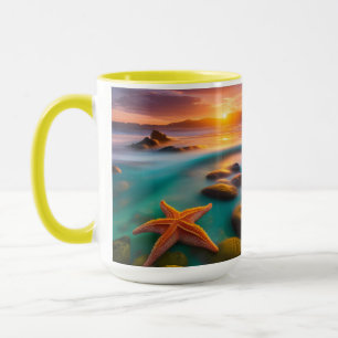 Starfish on beach at Dawn Mug