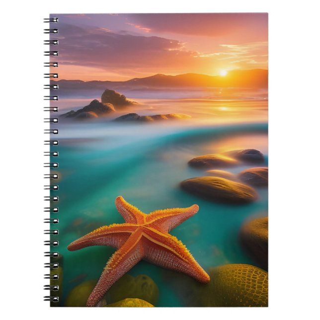 Starfish on beach at Dawn   Notebook (Front)