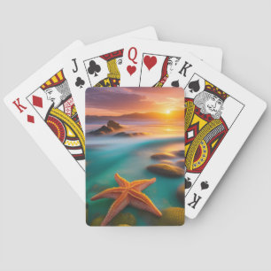 Starfish on beach at Dawn  Playing Cards