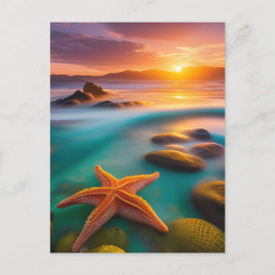 Starfish on beach at Dawn Postcard
