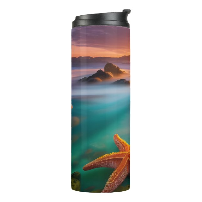 Starfish on beach at Dawn   Thermal Tumbler (Rotated Left)