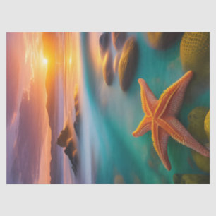 Starfish on beach at Dawn Tissue Paper