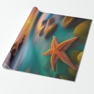 Starfish on beach at Dawn   Wrapping Paper
