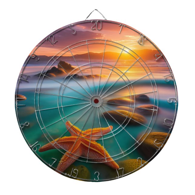 Starfish on Beach at Sunrise  Dartboard (Front)