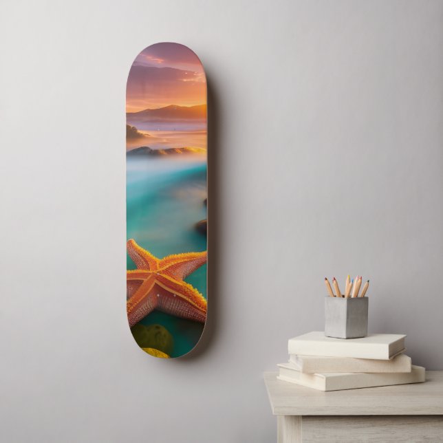 Starfish on Beach at Sunrise  Skateboard (Wall Art)
