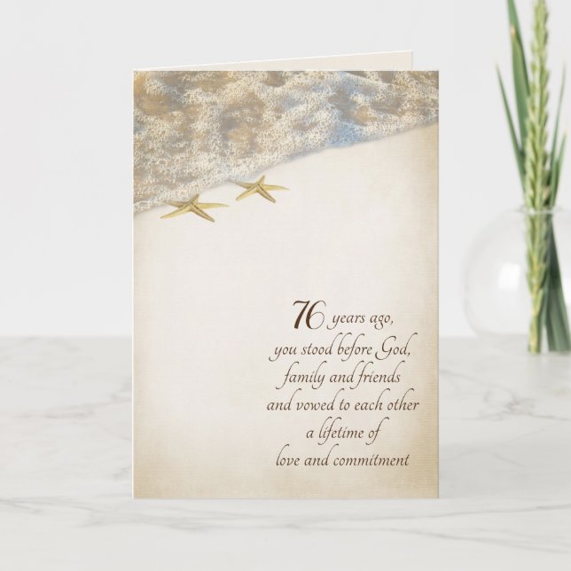 Starfish On Beach for 76th Anniversary Card (Front)