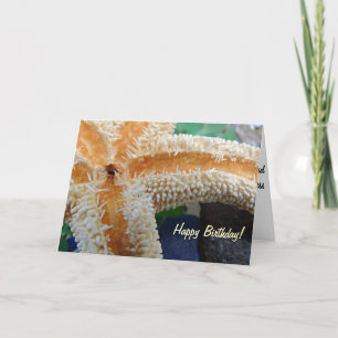 Starfish on Beach Glass Birthday Card