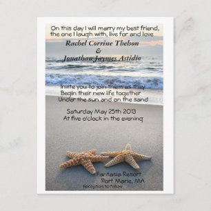Starfish on Beach sand wedding Invitation