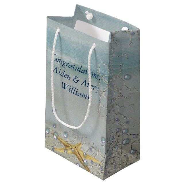Starfish on Beach Wedding Small Gift Bag (Front Angled)
