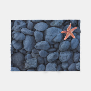 Starfish On Black Rocks Along The Coast   Iceland Fleece Blanket