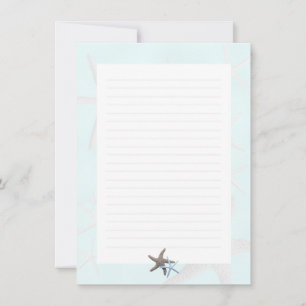 Starfish on Light Blue, Lined Blank Note Cards