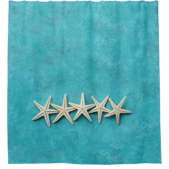 Starfish on Ocean Blue Background Shower Curtain (Front)