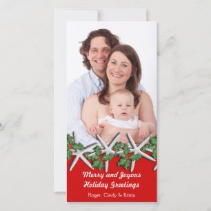 Starfish on Red, Vertical Christmas Photo Card