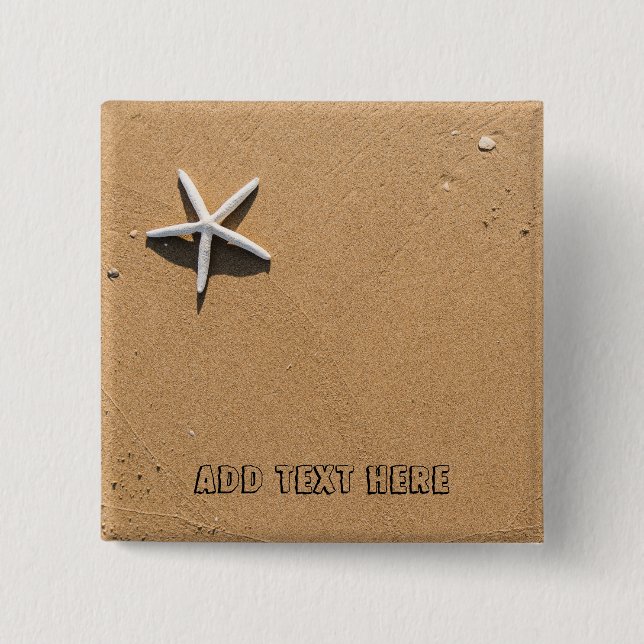 Starfish on Sandy Beach 15 Cm Square Badge (Front)