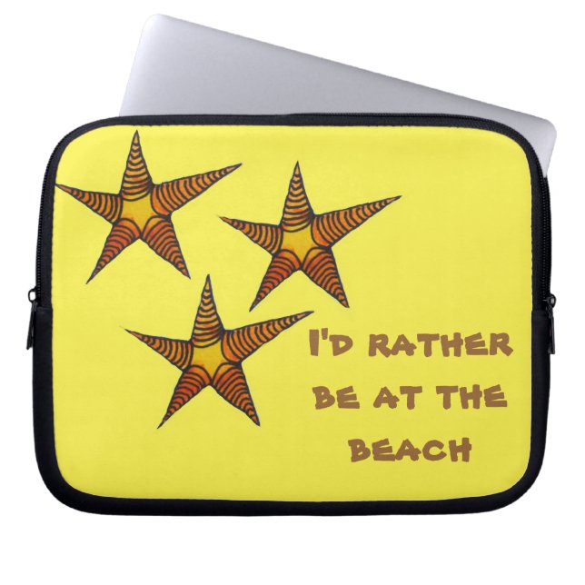 Starfish on sandy beach I'd rather be at the beach Laptop Sleeve (Front)