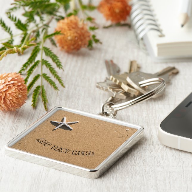 Starfish on Sandy Beach Key Ring (Side)