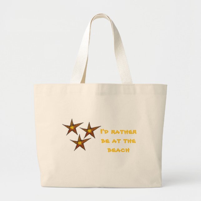 Starfish on sandy beach Summer art Large Tote Bag (Front)