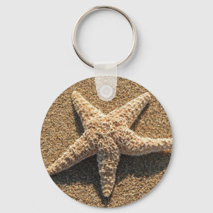 Starfish on the beach key ring
