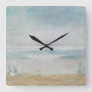 Starfish on the Beach Square Wall Clock