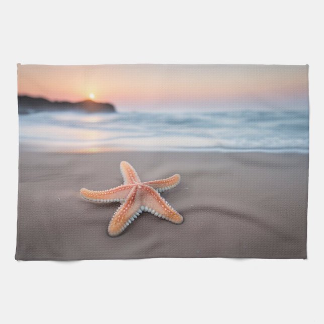 Starfish on the Beach Tea Towel (Horizontal)