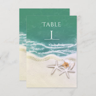 Starfish on the Beach Teal Sea Water Table Number