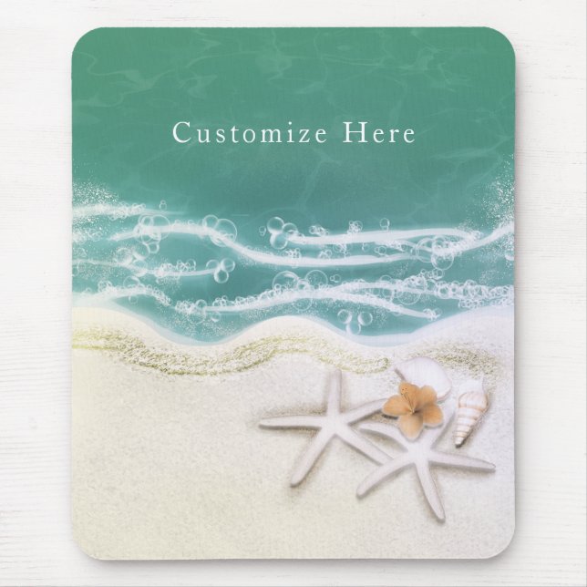 Starfish on the Beach Teal Sea Water Tropical Mouse Mat (Front)