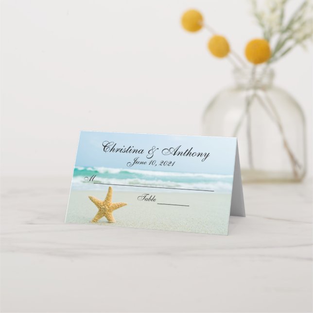 Starfish on the Beach Wedding Reception Place Card (Front)