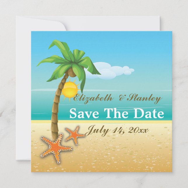 Starfish on the beach wedding Save the Date (Front)