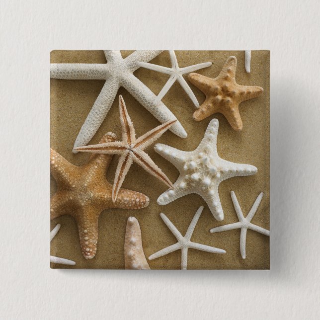 Starfish On The Sand 15 Cm Square Badge (Front)