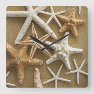 Starfish On The Sand Square Wall Clock