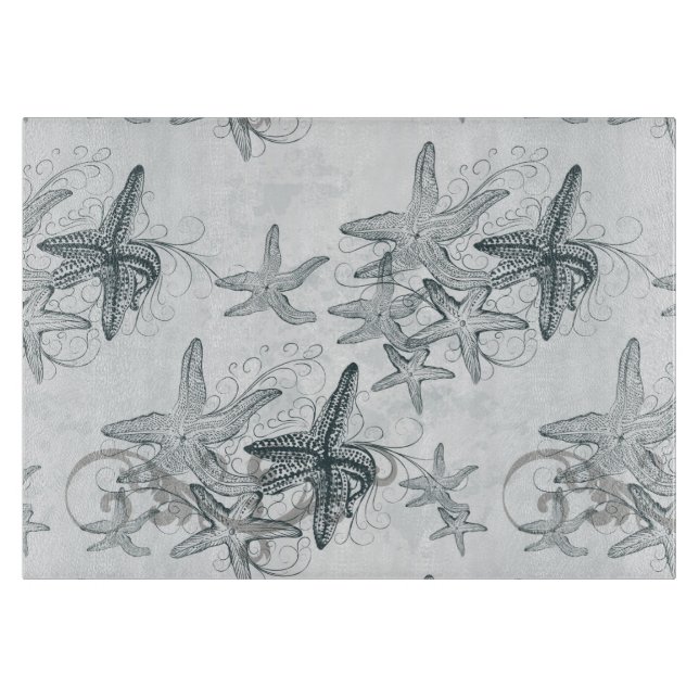 Starfish On The Sea Pattern Cutting Board (Front)