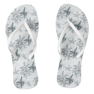 Starfish On The Sea Pattern Flip Flops