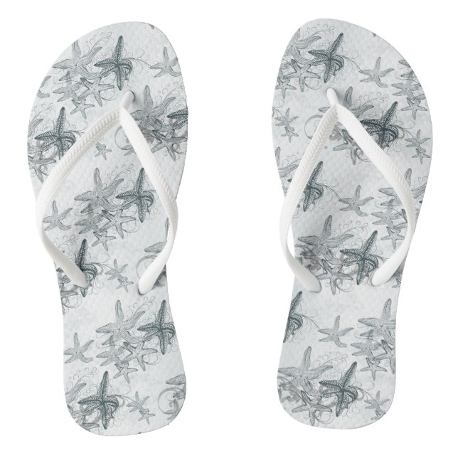 Starfish On The Sea Pattern Flip Flops (Footbed)