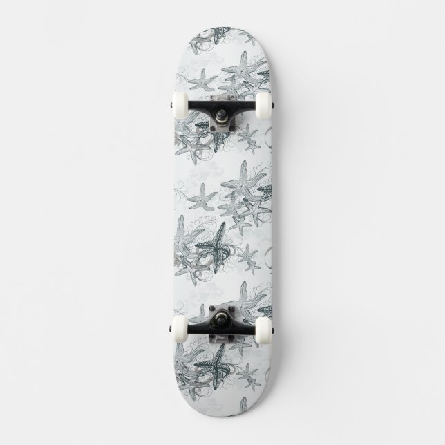Starfish On The Sea Pattern Skateboard (Front)