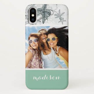 Starfish On The Sea Pattern | Your Photo & Name iPhone X Case