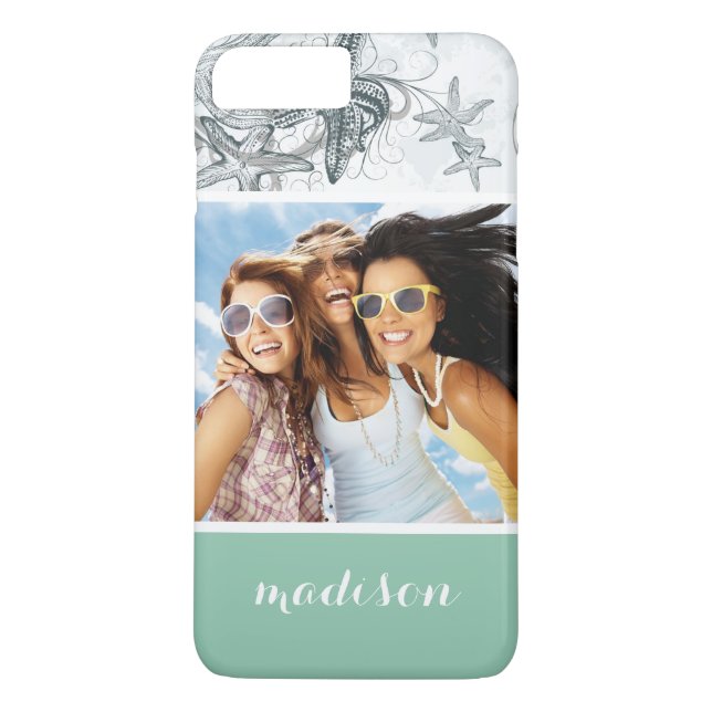 Starfish On The Sea Pattern | Your Photo & Name Case-Mate iPhone Case (Back)