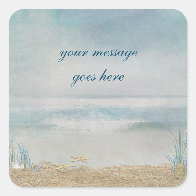 starfish on the seashore square sticker (Front)
