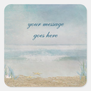 starfish on the seashore square sticker