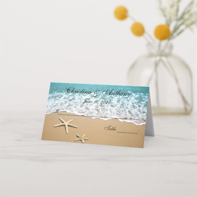 Starfish On The Shore Wedding Reception Place Card (Front)