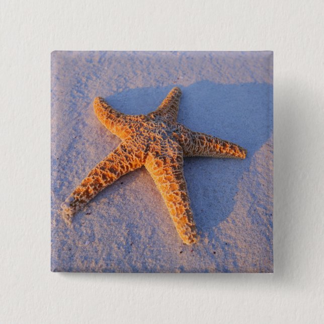 Starfish On White Sand 15 Cm Square Badge (Front)