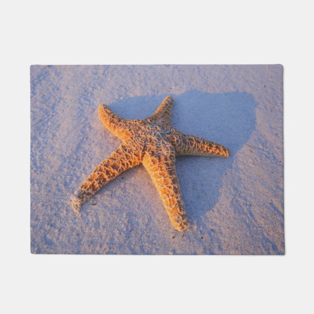 Starfish On White Sand Doormat (Front)