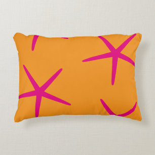Starfish Orange Pink Coastal Tropical Art Beach Decorative Cushion
