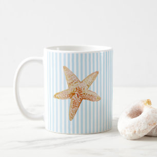 Starfish Painting Blue Stripe Art Mug