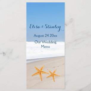 Starfish pair destination beach wedding menu