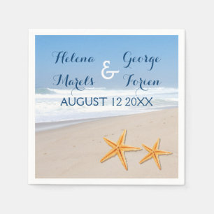 Starfish pair destination summer beach wedding napkin