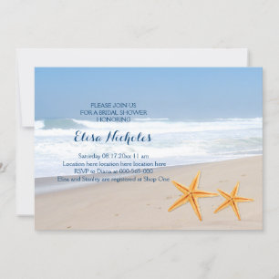 Starfish pair seaside wedding bridal shower invitation