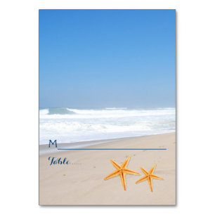 Starfish pair summer beach wedding escort card