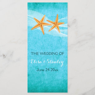 Starfish pair & veil beach wedding program programme