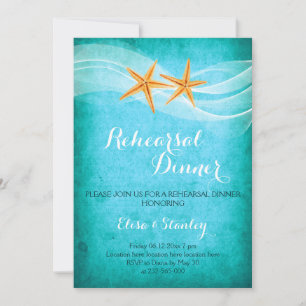 Starfish pair & veil wedding rehearsal dinner invitation